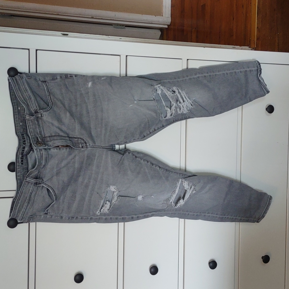 American Eagle Outfitters Gray Distressed Jeggings
